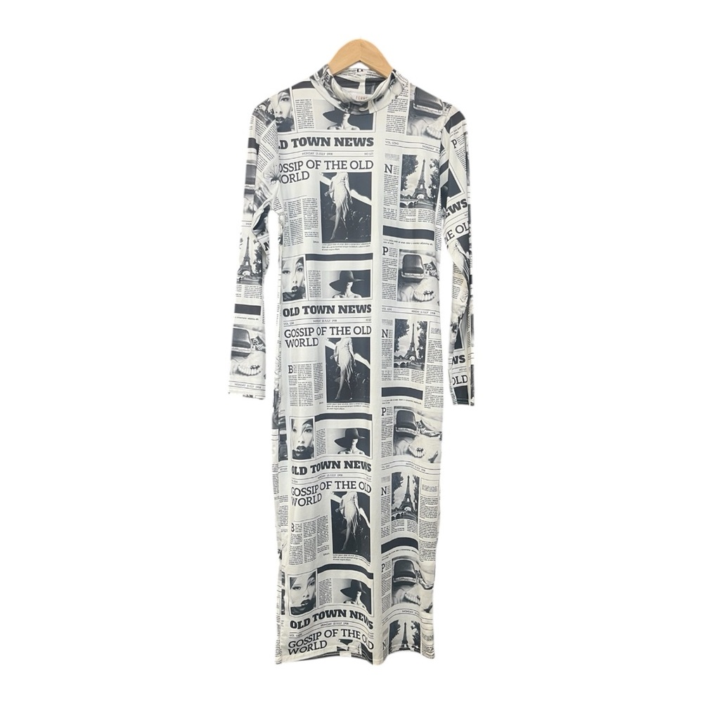 NWT Femme Lux Bodycon Newspaper Dress - Size 14